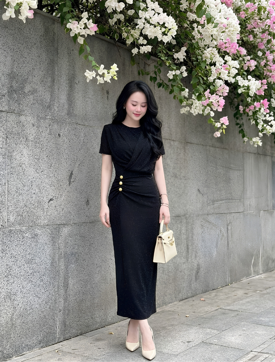 G59 - Đầm Body Nhũ Lưới Ánh Kim Cao Cấp