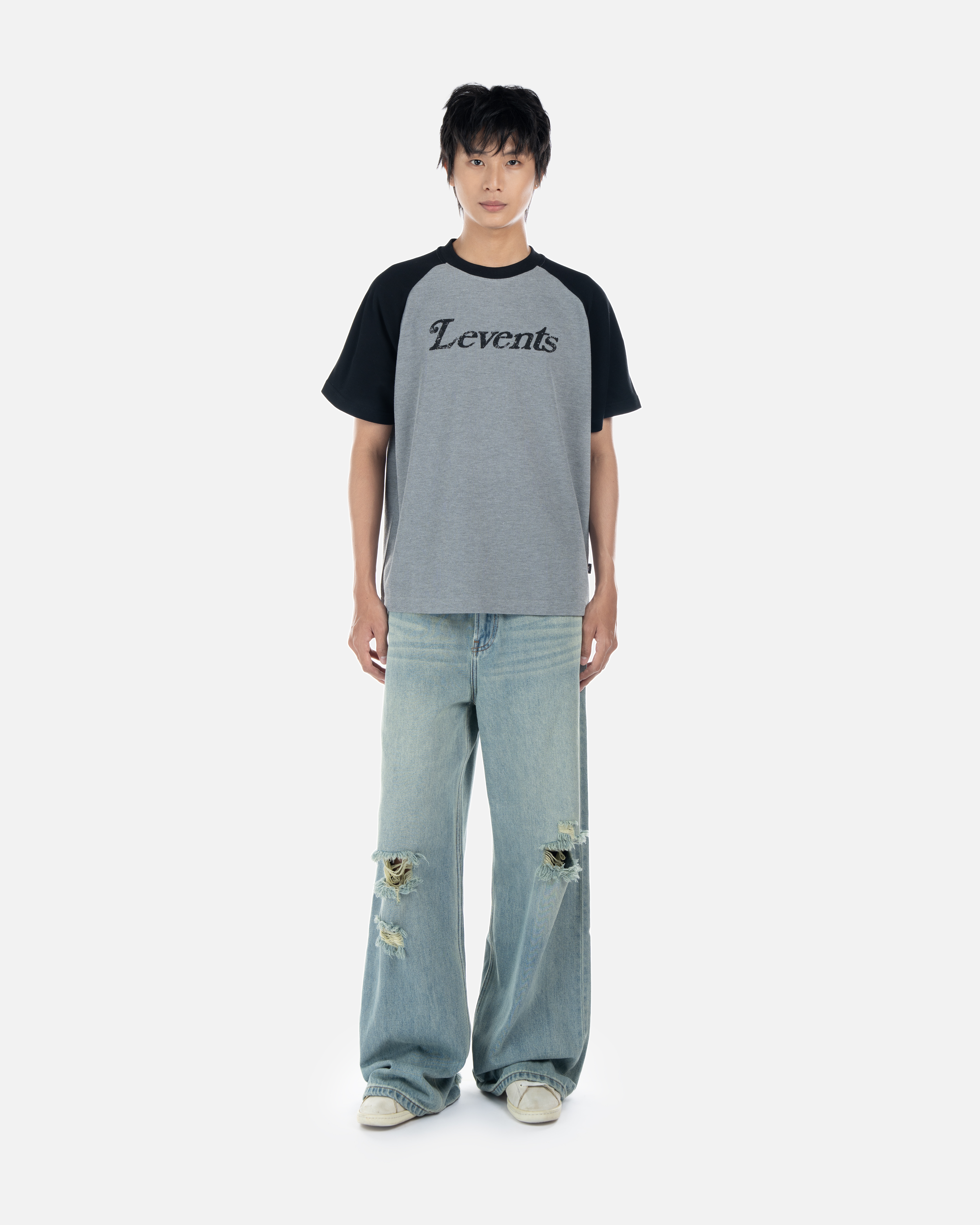 Levents® Serif Logo Waffle Raglan Semi-Oversized Tee