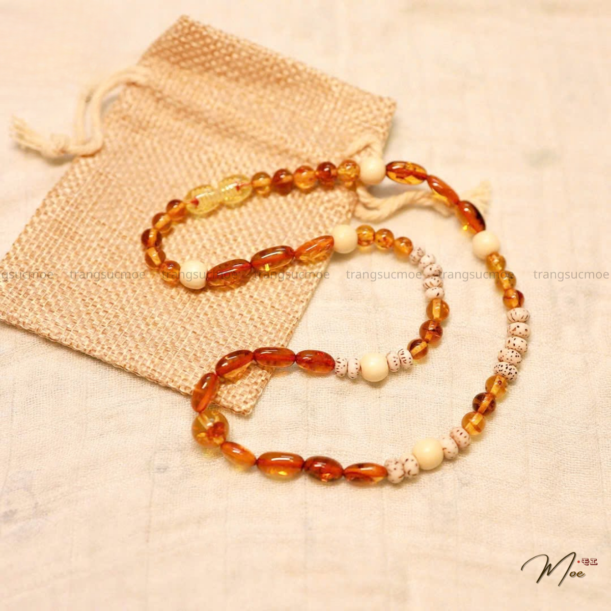 B75 - Set dây chuyền & vòng tay hổ phách dâu tằm cho bé_thumbnail_6