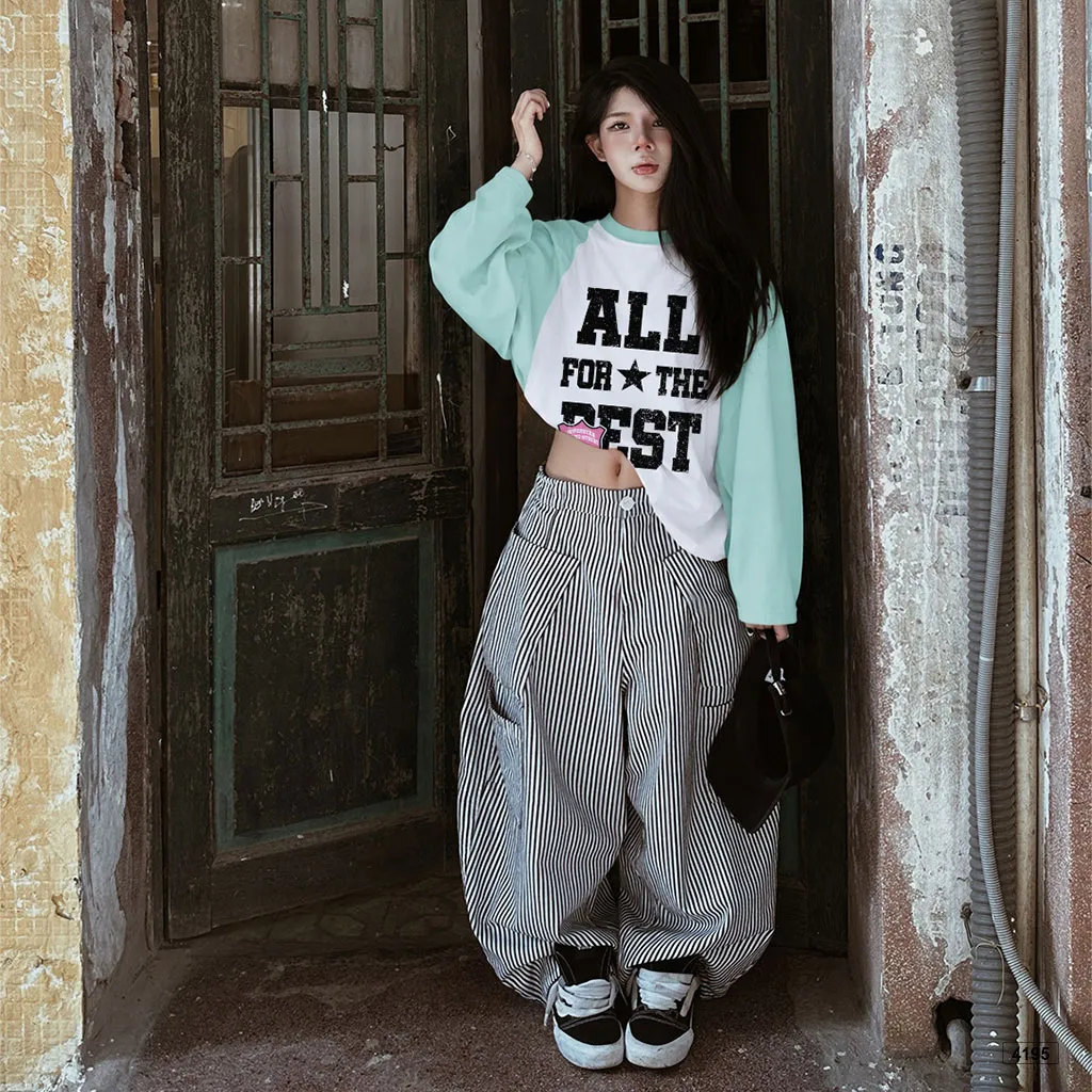 Áo thun boxy tay dài phối raglan All for the best Miucho 4195_thumbnail_5