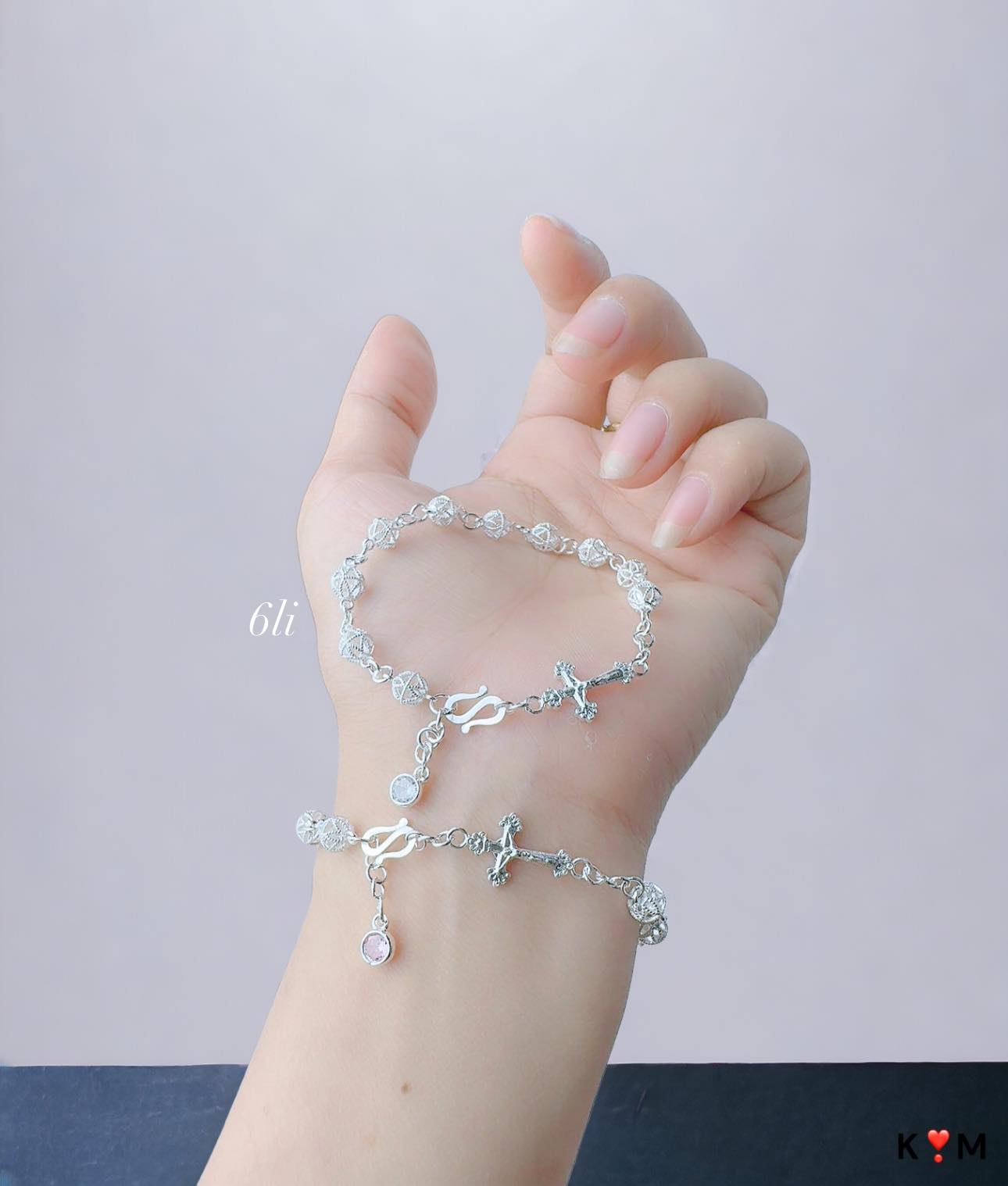 Lắc Tay Bạc Mân Côi Thánh Giá Nữ Vòng Tay Công Giáo Quả Cầu Tinh Tế Bạc Ta LB06 – Quà Tặng Ý Nghĩa_thumbnail_3