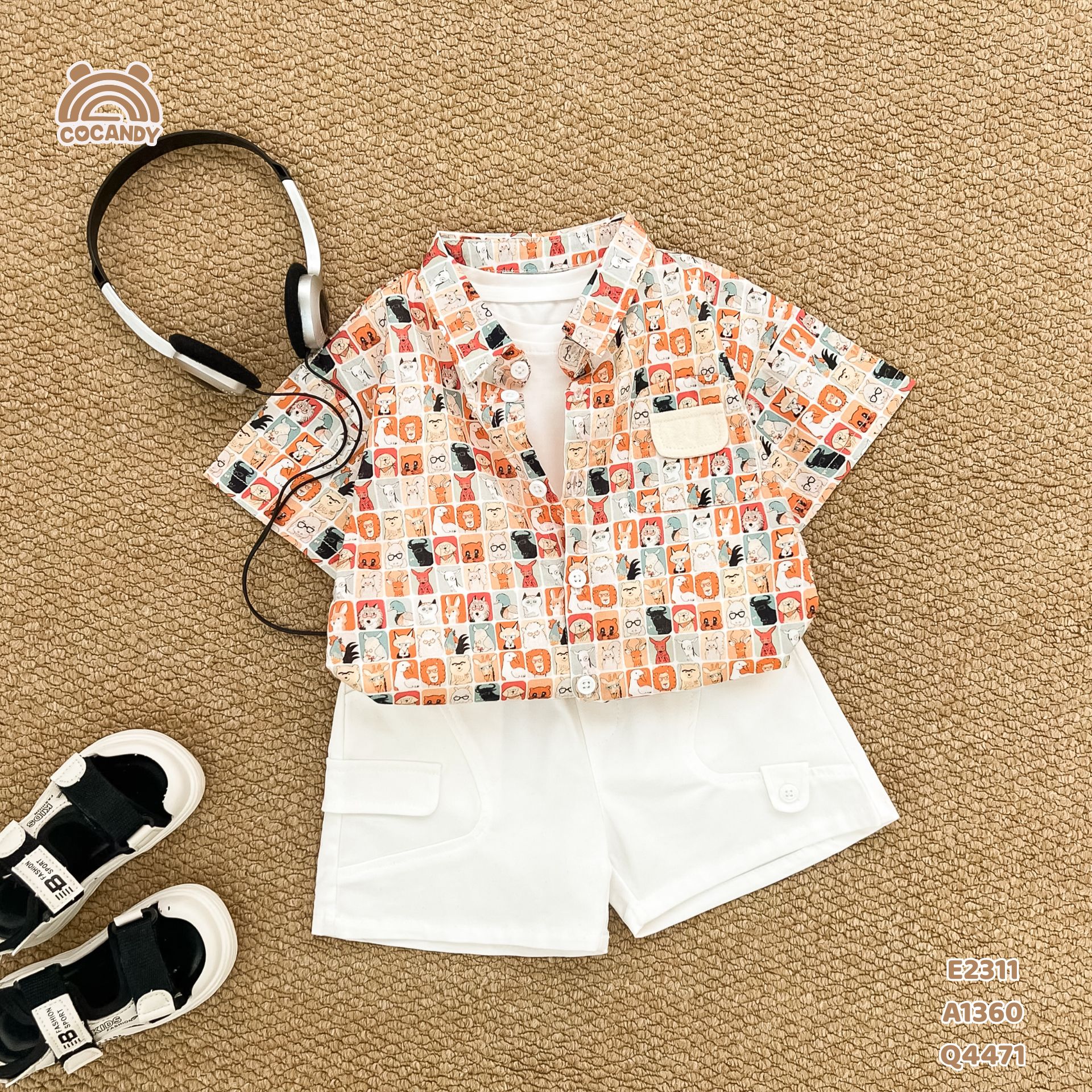 Áo cộc sơ mi CAM thế giới động vật