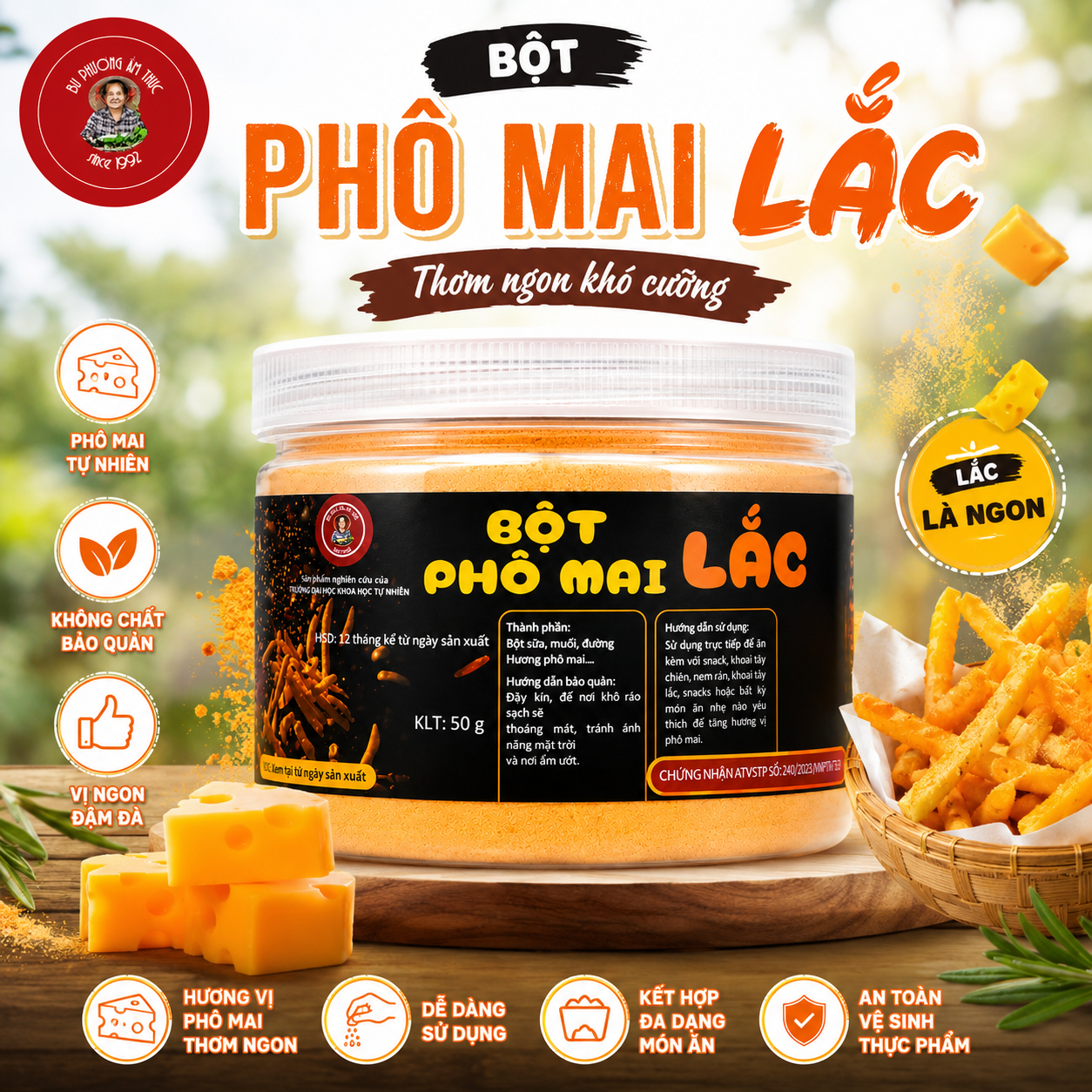 Bột Phô Mai Lắc Bu Phương 50G – Lắc Khoai Tây, Gà Rán - BP22