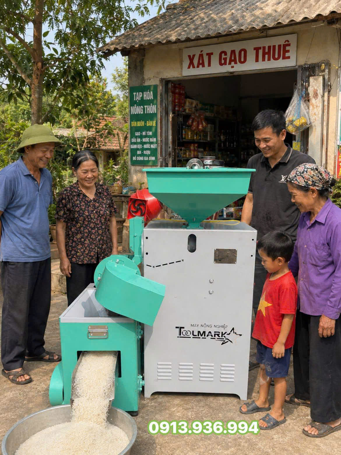DÀN MÁY XÁT GẠO CÔNG NGHIỆP TẦM TRUNG + MOTOR 7.5KW