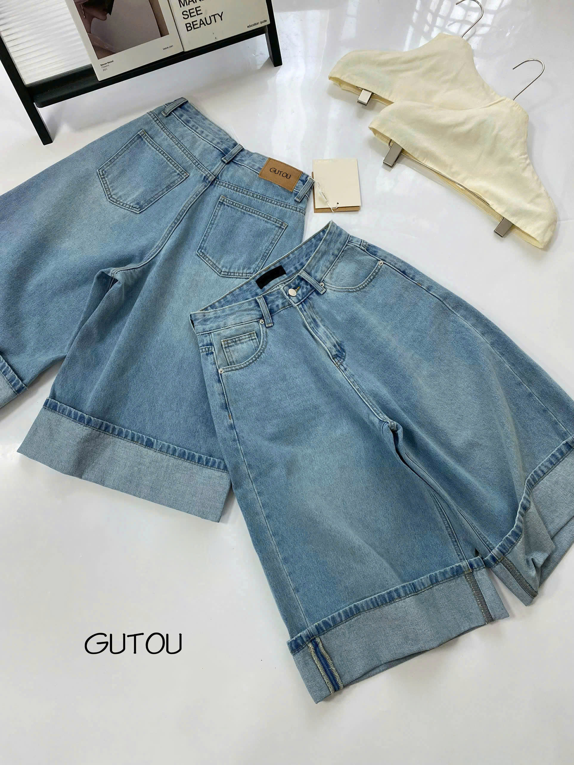 [ GUTOU ] Quần Jean Ngố Ống Suông Lai Gập Denim Casual_thumbnail_11