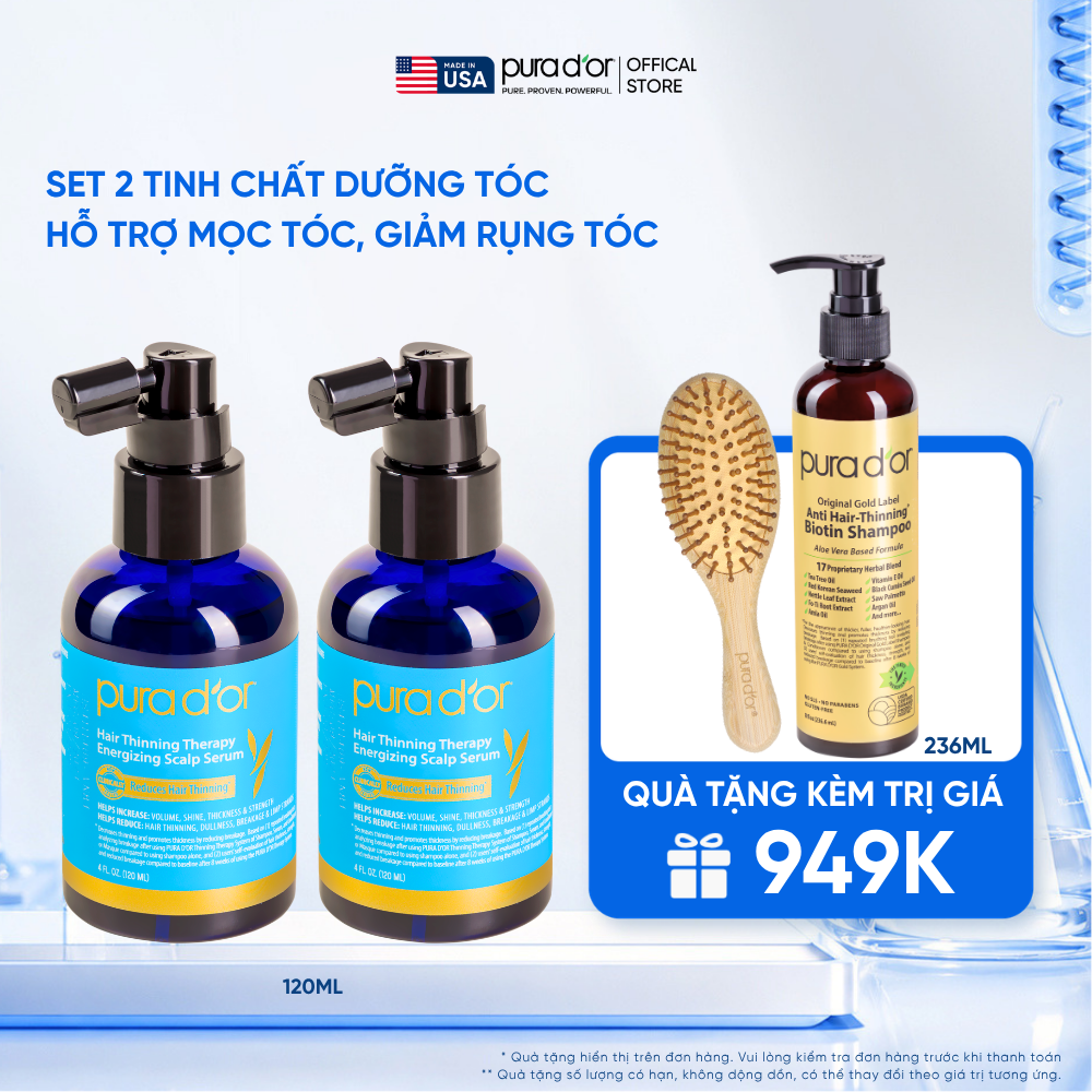 Set 2 Tinh chất hữu cơ Therapy Energizing Scalp Giúp trẻ hóa da đầu - Giảm rụng tóc, mọc tóc chắc khỏe 120ml