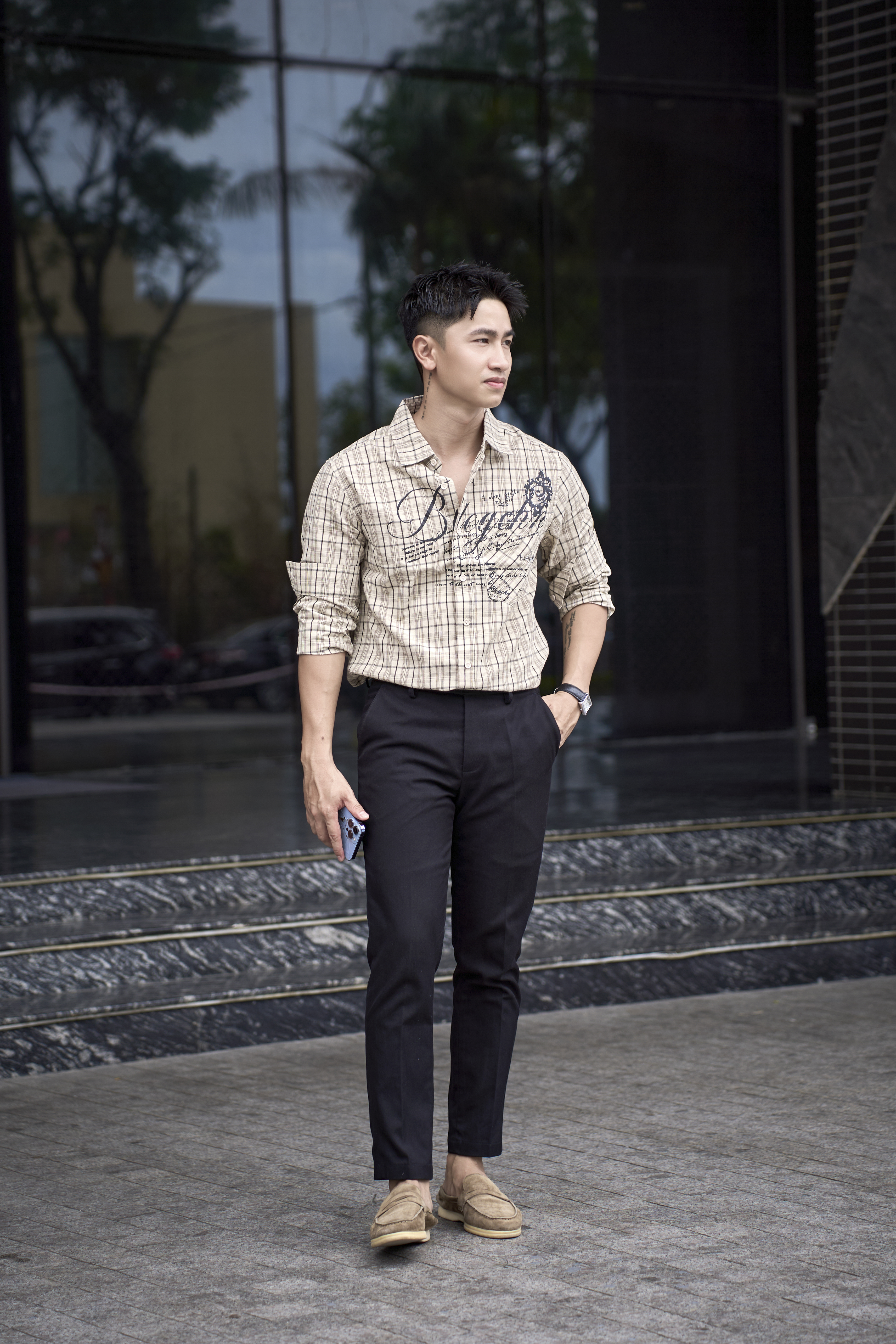 SA114 - Áo sơ mi nam kẻ caro in chữ phong cách streetwear dáng rộng_thumbnail_5