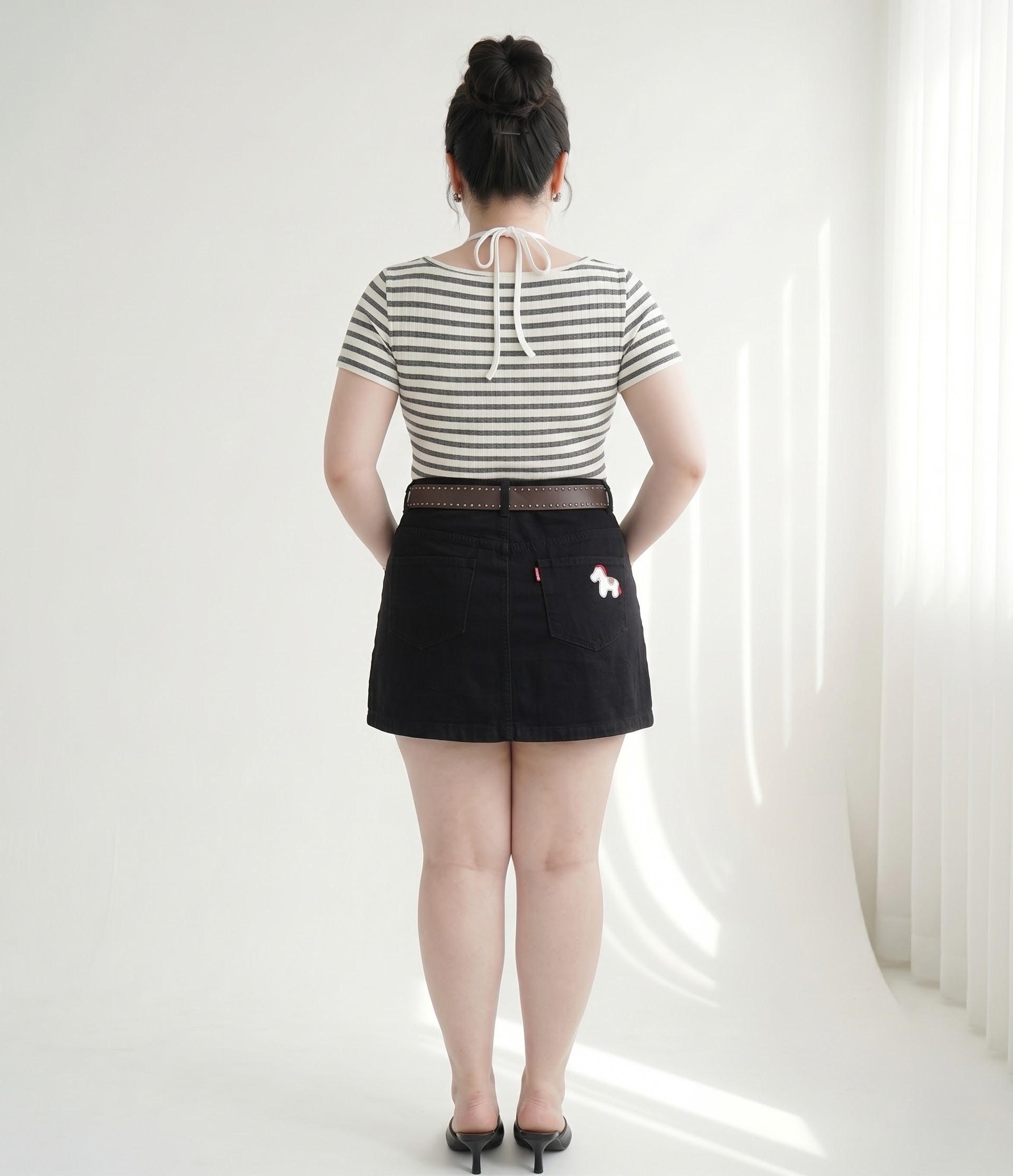 Chân Váy Jean Thêu Ngựa Bigsize Có Quần Bảo Hộ Cạp Cao - Nhiều Màu - Size 30–35 - T-JV2128_thumbnail_5