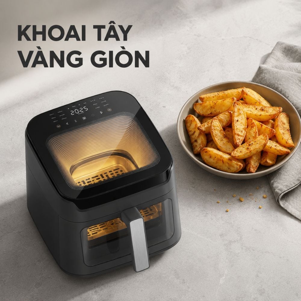 Nồi chiên không dầu Mishio MK473 7L - Quan sát món ngon qua cửa kính_thumbnail_3