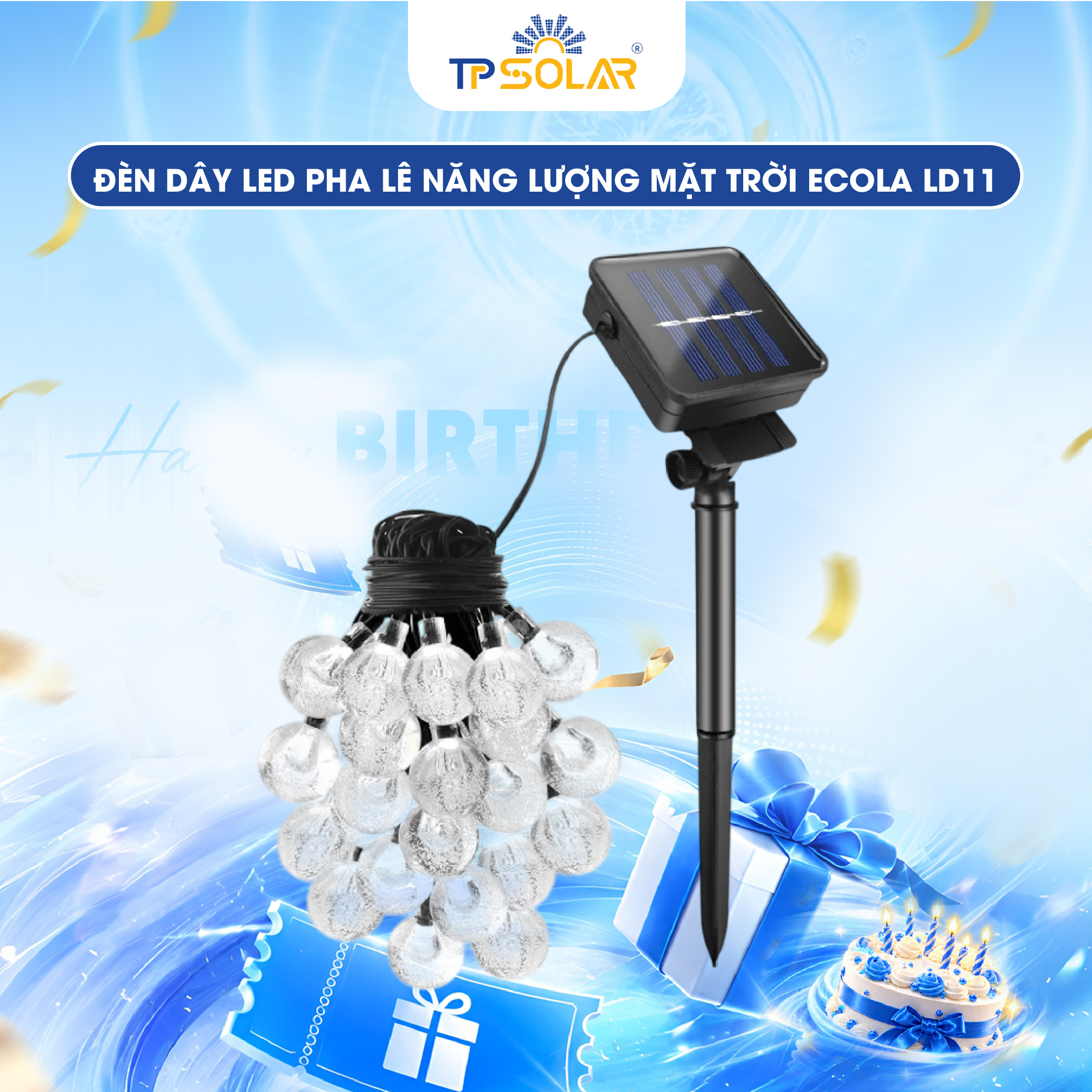 Đèn dây LED pha lê năng lượng mặt trời ECOLA LD11