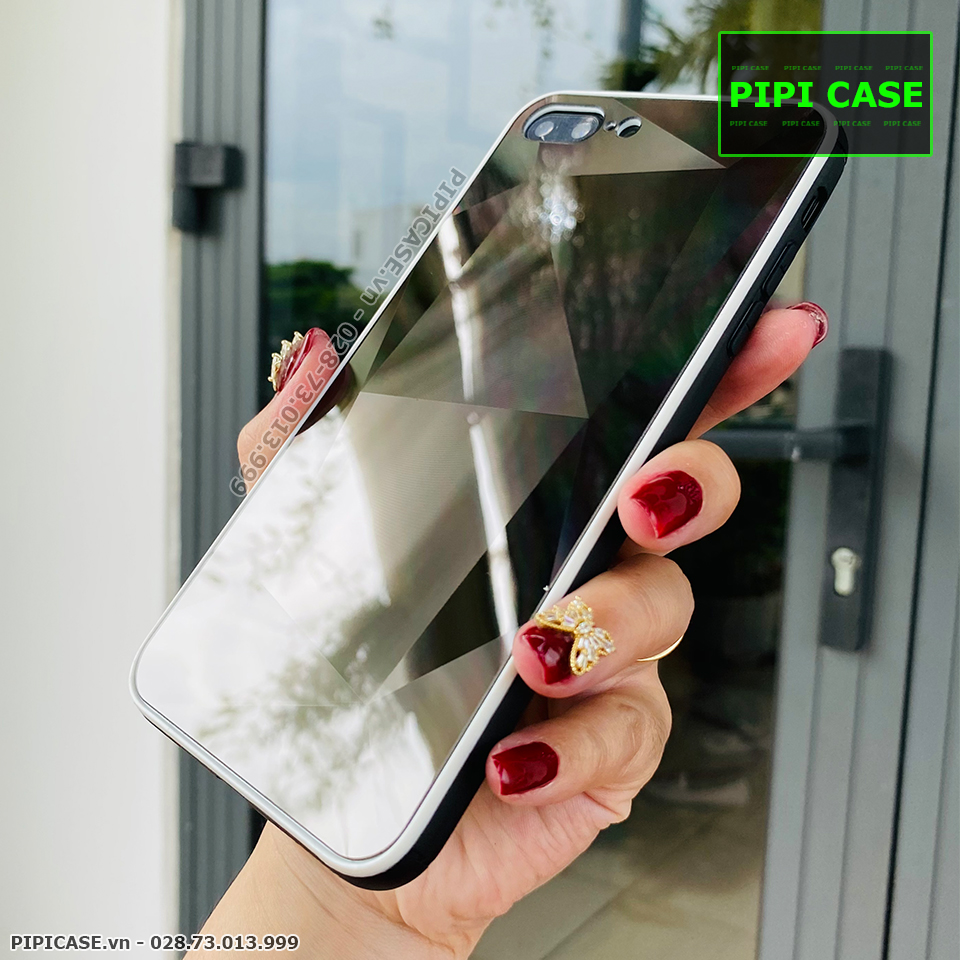 Ốp Lưng iPhone 7 Plus / 8 Plus - Kim Cương 6D - Đen Viền Trắng_thumbnail_1