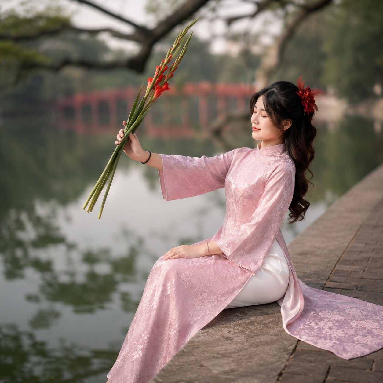 Áo Dài Cách Tân Nữ Dáng Suông Gấm Haiza Họa Tiết 2 Tà CT27-01_thumbnail_11