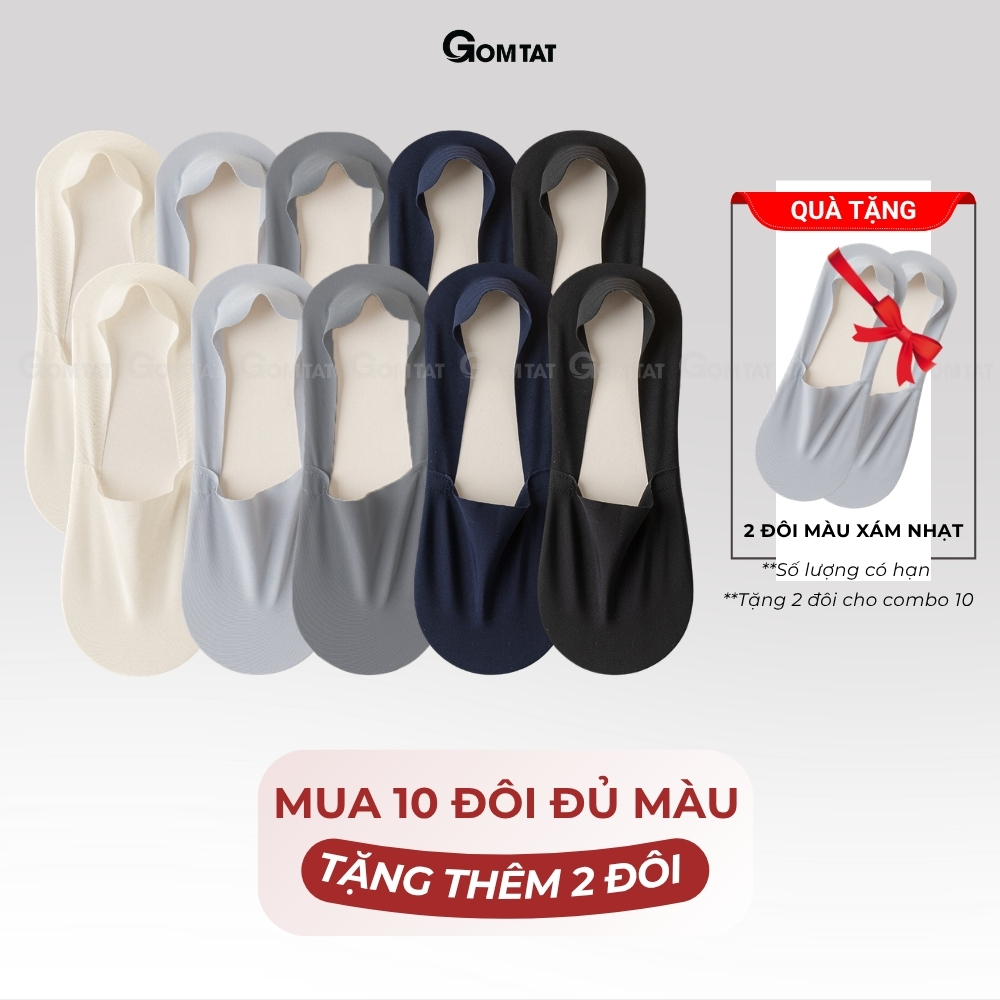 [MUA 10 TẶNG 2] Combo 10 đôi tất tàng hình nam GOMTAT có đệm silicone chống tuột gót - UYE-7010-CB12_thumbnail_0