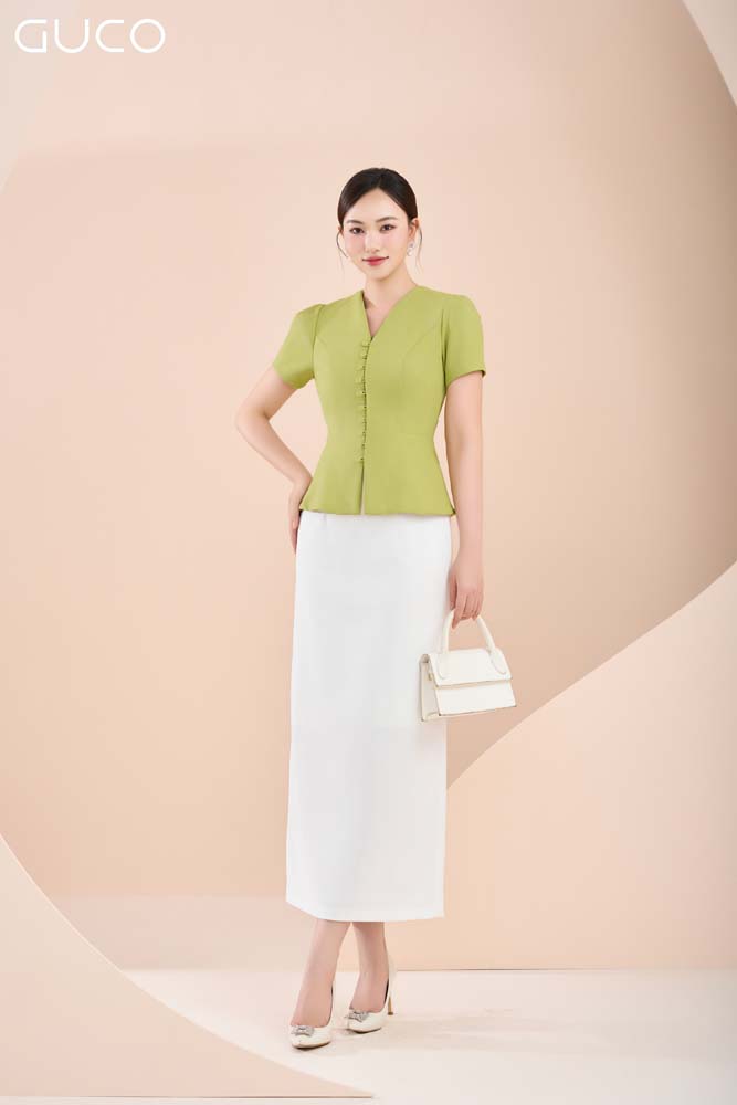 GUCO Áo Công Sở Thanh Nhã Tôn Dáng - Xanh Bơ M_thumbnail_2