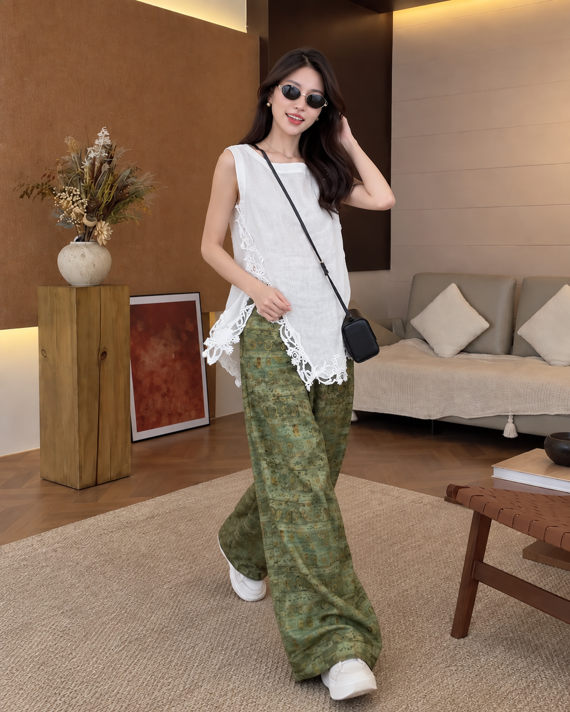 MA068 - Áo Linen trắng nữ tính, thanh lịch