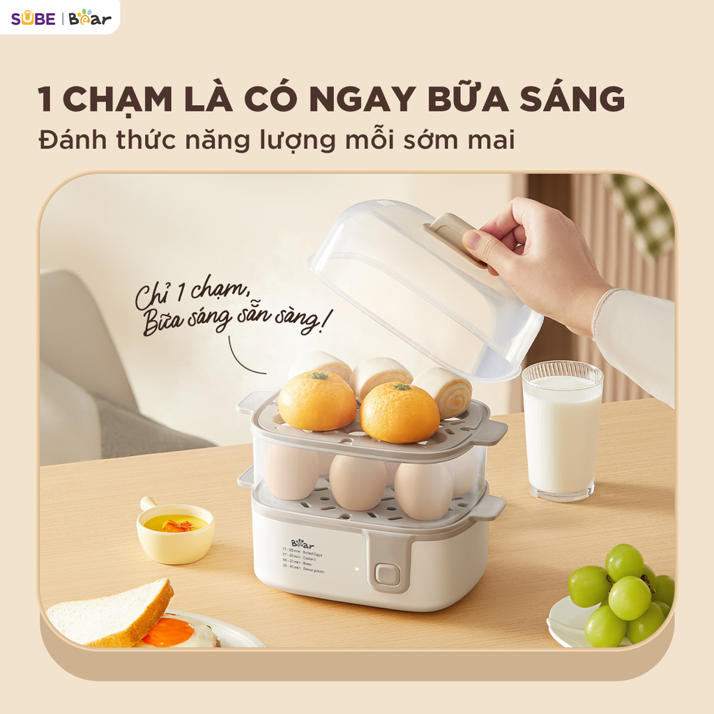 Nồi Hấp Điện Đa Năng 3L 2 Tầng Bear ECK-125NR Hấp Bánh Bao Hấp Trứng Hấp Đồ Ăn Dặm_thumbnail_4