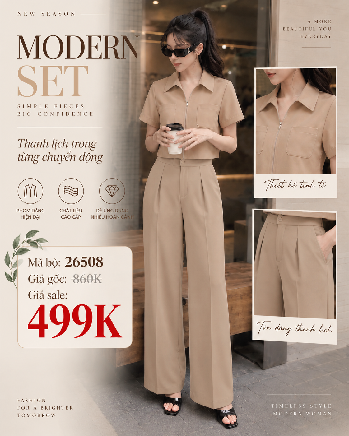 Bộ quần suông áo croptop 26508