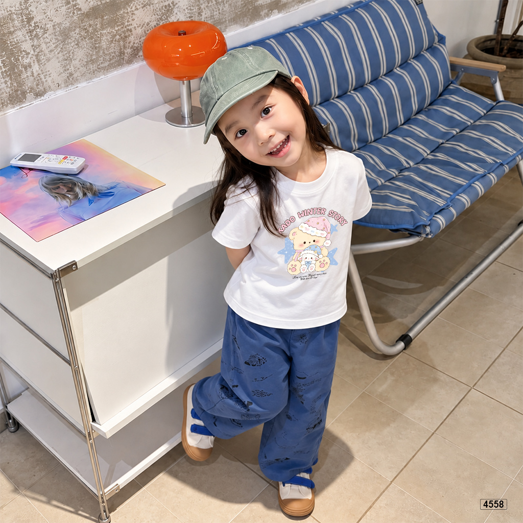 Áo thun bé gái form rộng gấu pastel Kado 4558_thumbnail_5