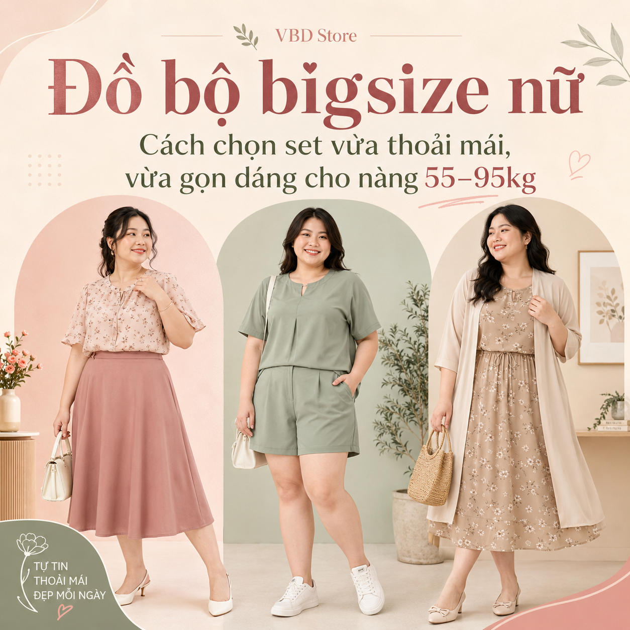 Đồ Bộ Bigsize Nữ 55–95kg: Chọn Set Thoải Mái, Gọn Dáng