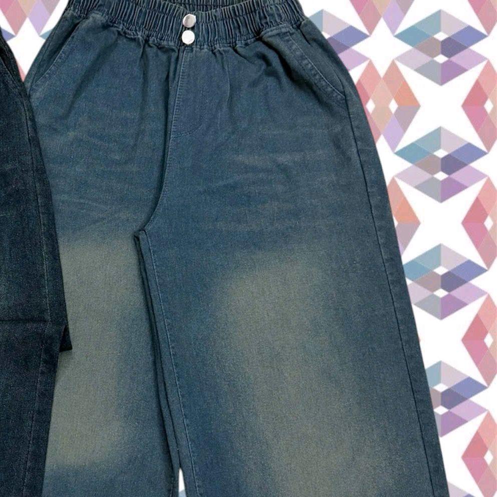 Quần dài Jean wuat  Lưng Thun Thiết Kế Thời Trang Free size 45-75kg Phong Cách Hiện Đại Thoải Mái Ống Rộng_thumbnail_1