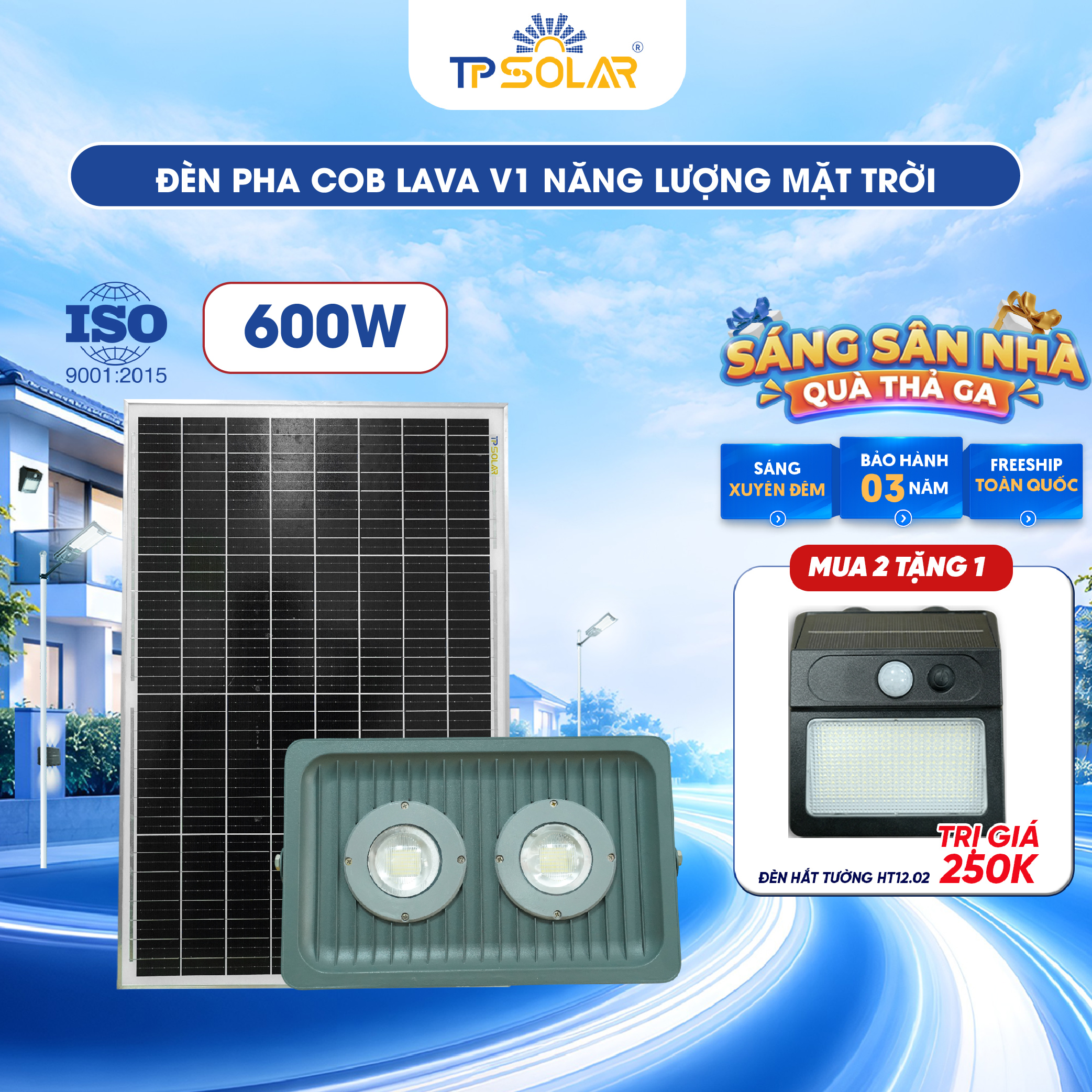 Đèn pha COB LAVA V1 năng lượng mặt trời TP SOLAR PRO CO21