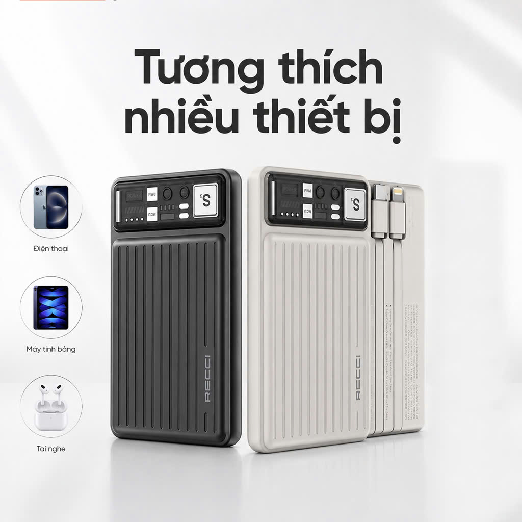 Sạc dự phòng Recci - RPB-P40 BLACK & GRAY ( 10.000mAH )_thumbnail_4