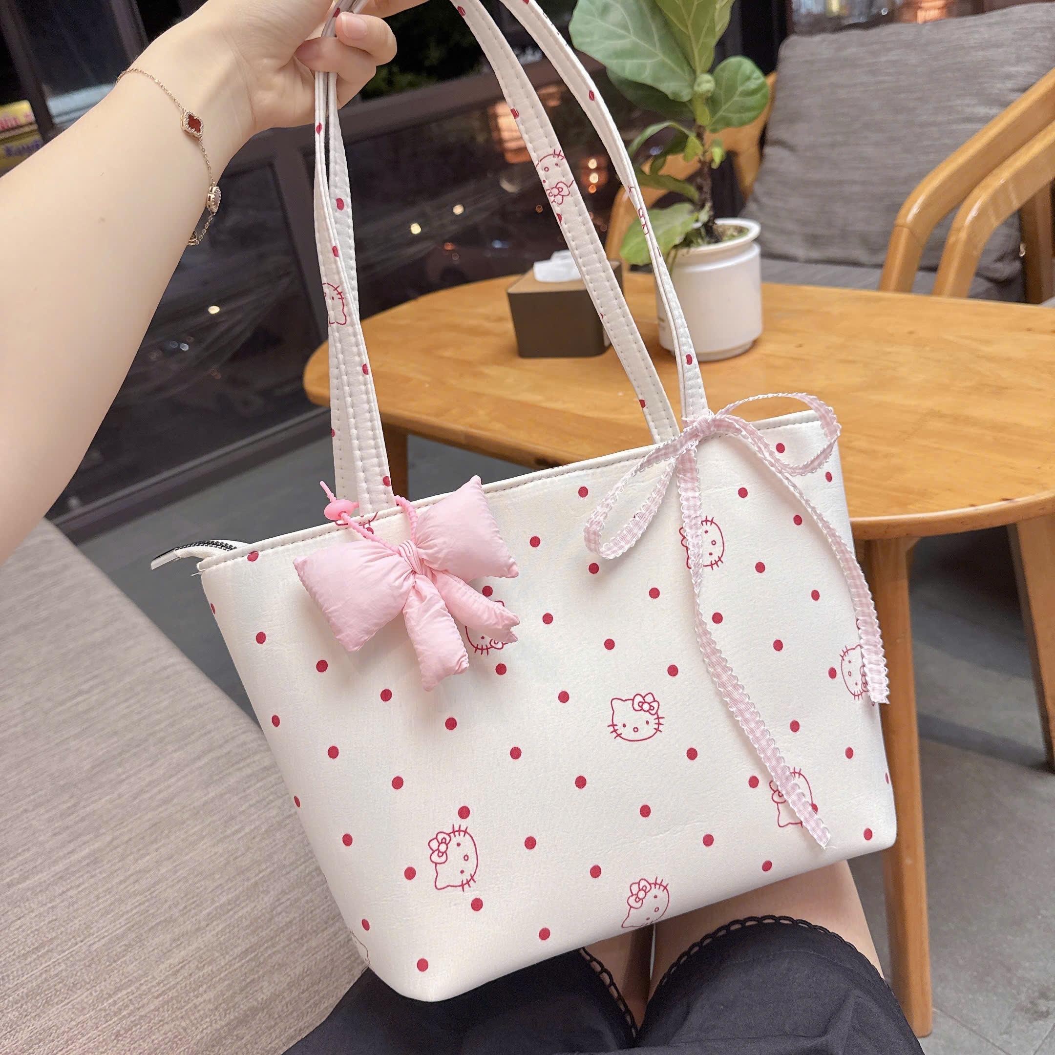 [Tặng 2 Charm] Túi Tote Đeo Vai Nữ Họa Tiết Hoạt Hình Cute - Túi Xách Học Sinh Sinh Viên Phối Nơ Điệu Đà CUN328_thumbnail_6