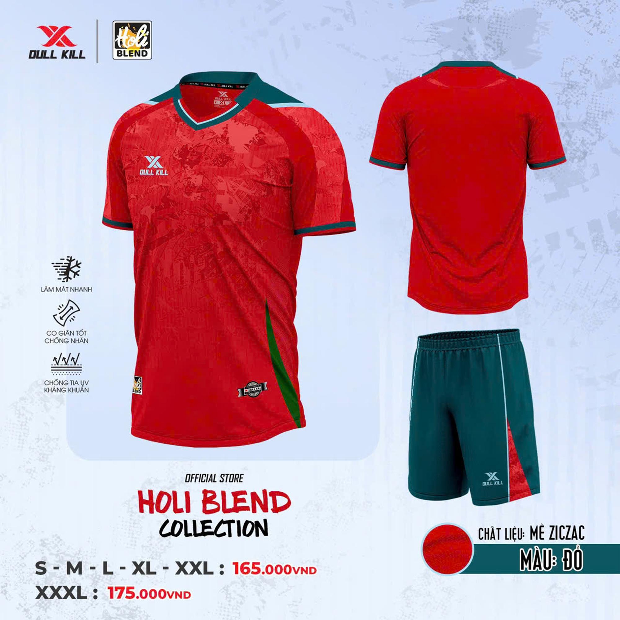 Quần Áo Bóng Đá Không Logo DK Holi Blend Đỏ Thun Mè Thoáng Khí Thể Thao Đương Đại_thumbnail_8