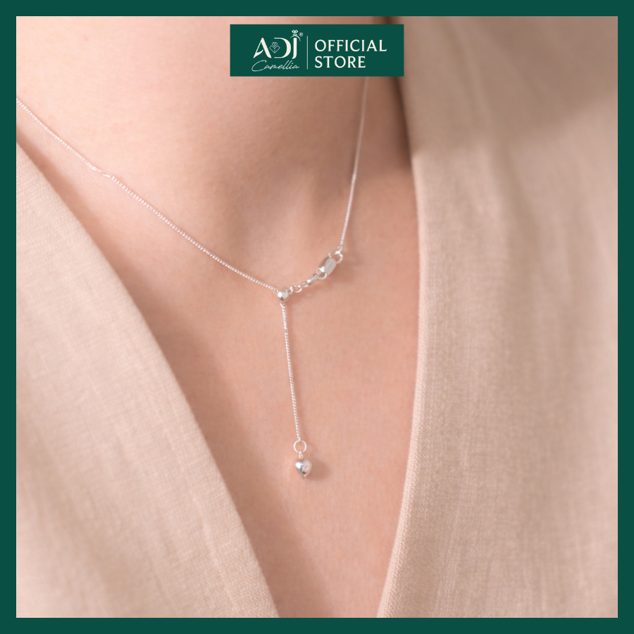Dây Chuyền Nữ Bạc 925 ADJ Charm Trái Tim Dáng Y – Vòng Cổ Bạc S925 Cao Cấp Thanh Lịch, Trang Sức Nữ Quà Tặng SD146123AD