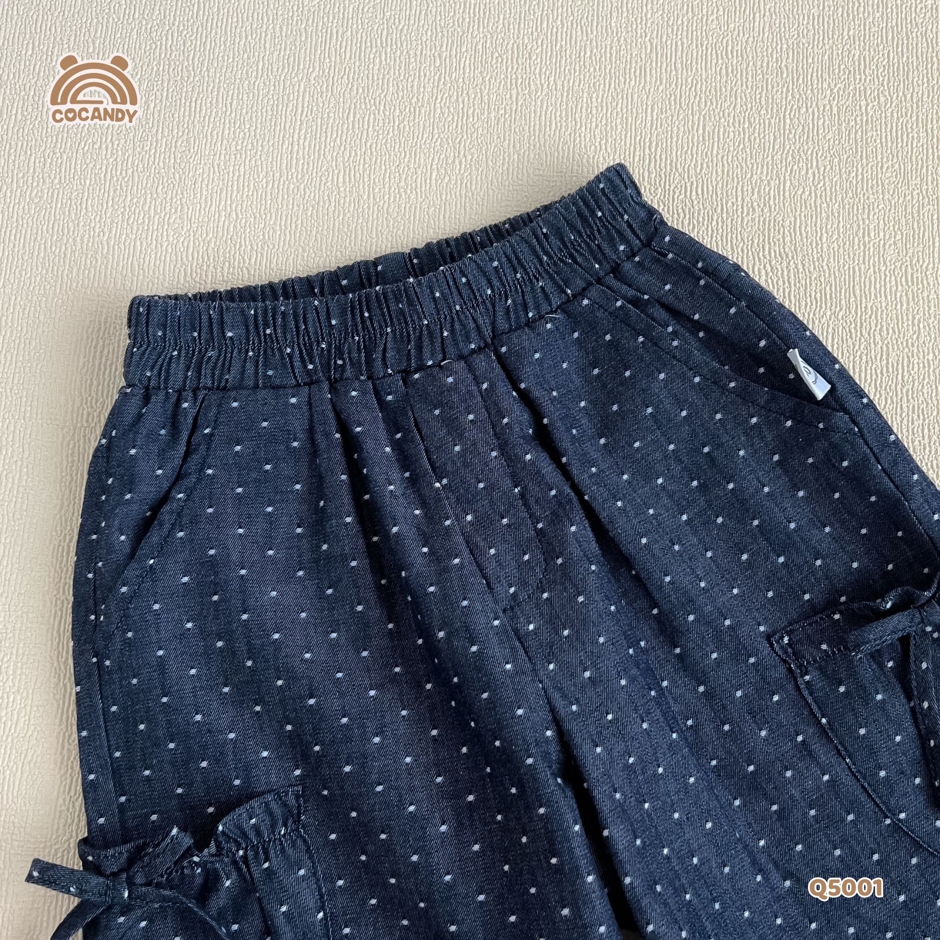 Quần lửng XANH denim chấm bi phối nơ_thumbnail_6