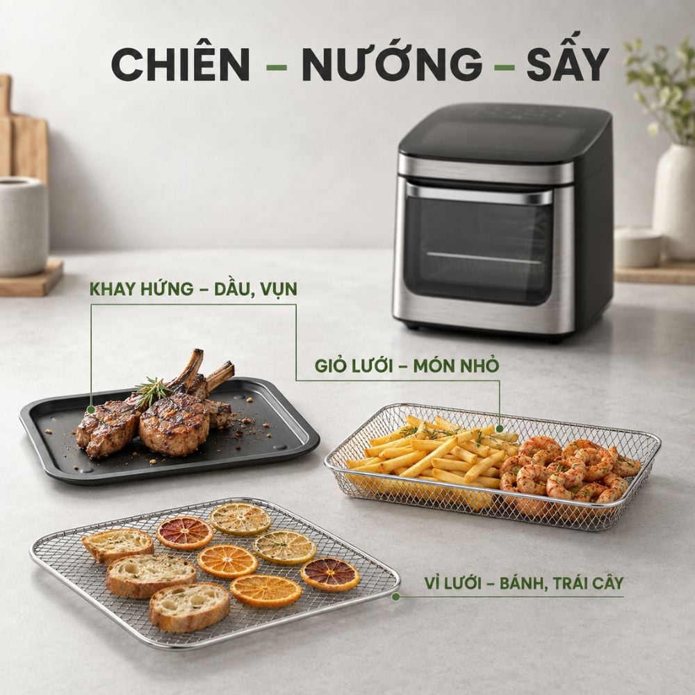 Nồi chiên không dầu Mishio MK474 12L - Cảm ứng, cửa kính quan sát_thumbnail_5