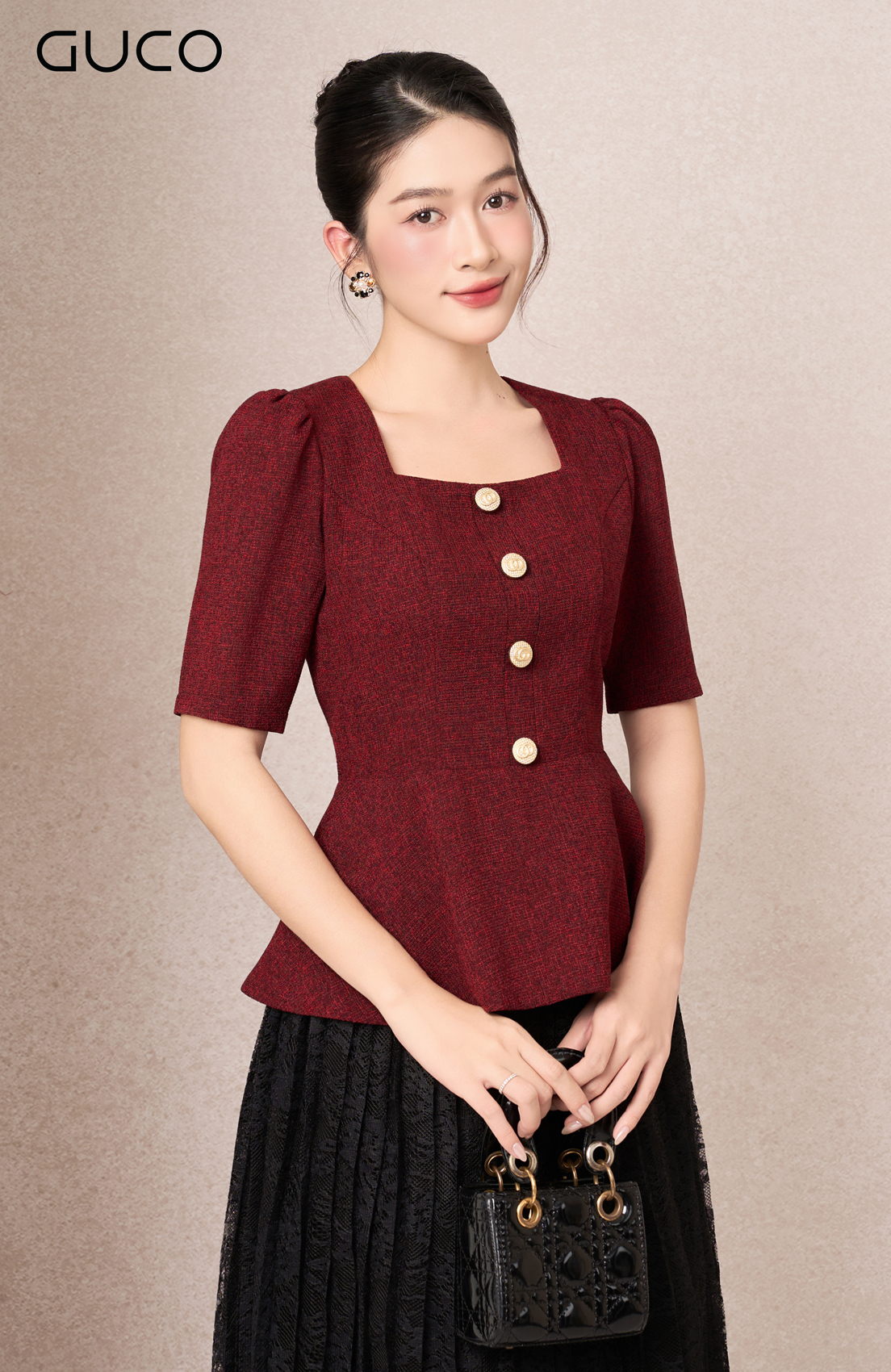 ÁO PEPLUM THIẾT KẾ CỔ VUÔNG - ĐỎ