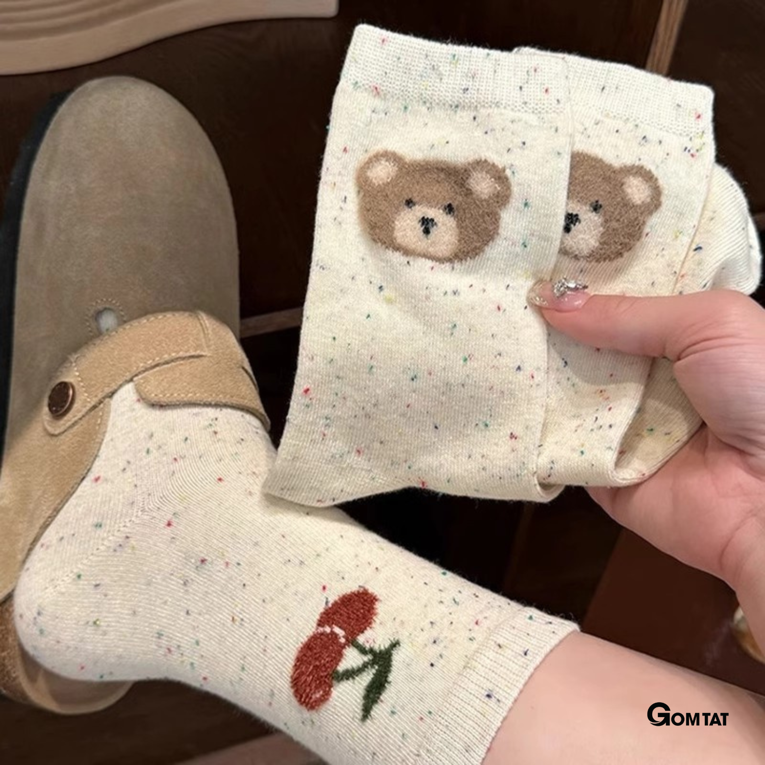 Set 5 đôi tất cao cổ nữ họa tiết gấu nơ cute GOMTAT, vớ chân chất cotton phong cách Hàn Quốc hot trend – JIN-2517-CB5_thumbnail_8