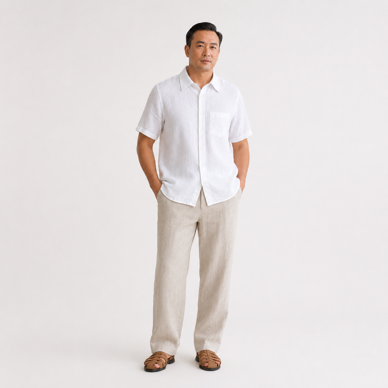 100% PREMIUM LINEN - QUẦN TÂY ỐNG ĐỨNG 20cm - 1/2 Lưng Thun_thumbnail_4