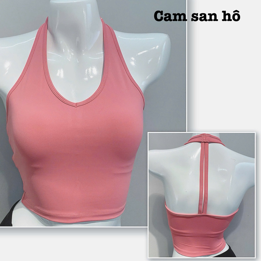 Yumii Sportswear Áo Croptop Thể Thao Tập Gym Yoga Nữ Không Tay Dáng Yếm Ôm Body Vải Thun Lạnh Co Giãn Thấm Hút_thumbnail_4
