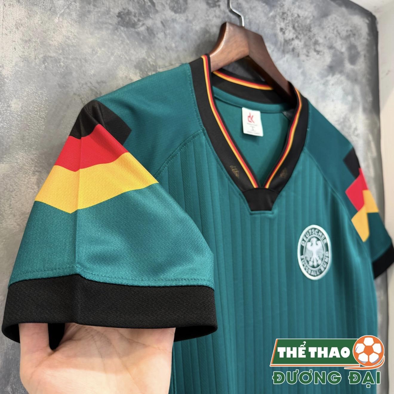Quần Áo Bóng Đá ĐT Đức Rêu Retro 1992 Thun Mè Thoáng Khí Thể Thao Đương Đại_thumbnail_5