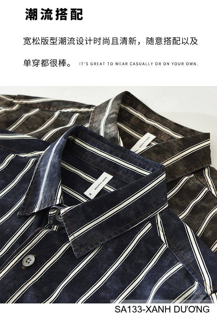 SA133 - Áo sơ mi nam dài tay kẻ sọc retro Nhật Bản chất cotton mềm mại, form rộng thời trang_thumbnail_6