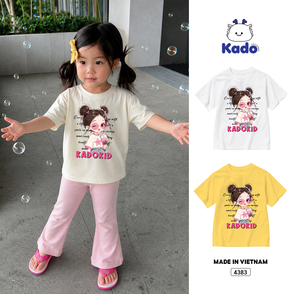 Áo thun bé gái form rộng bubble tea Kado 4383