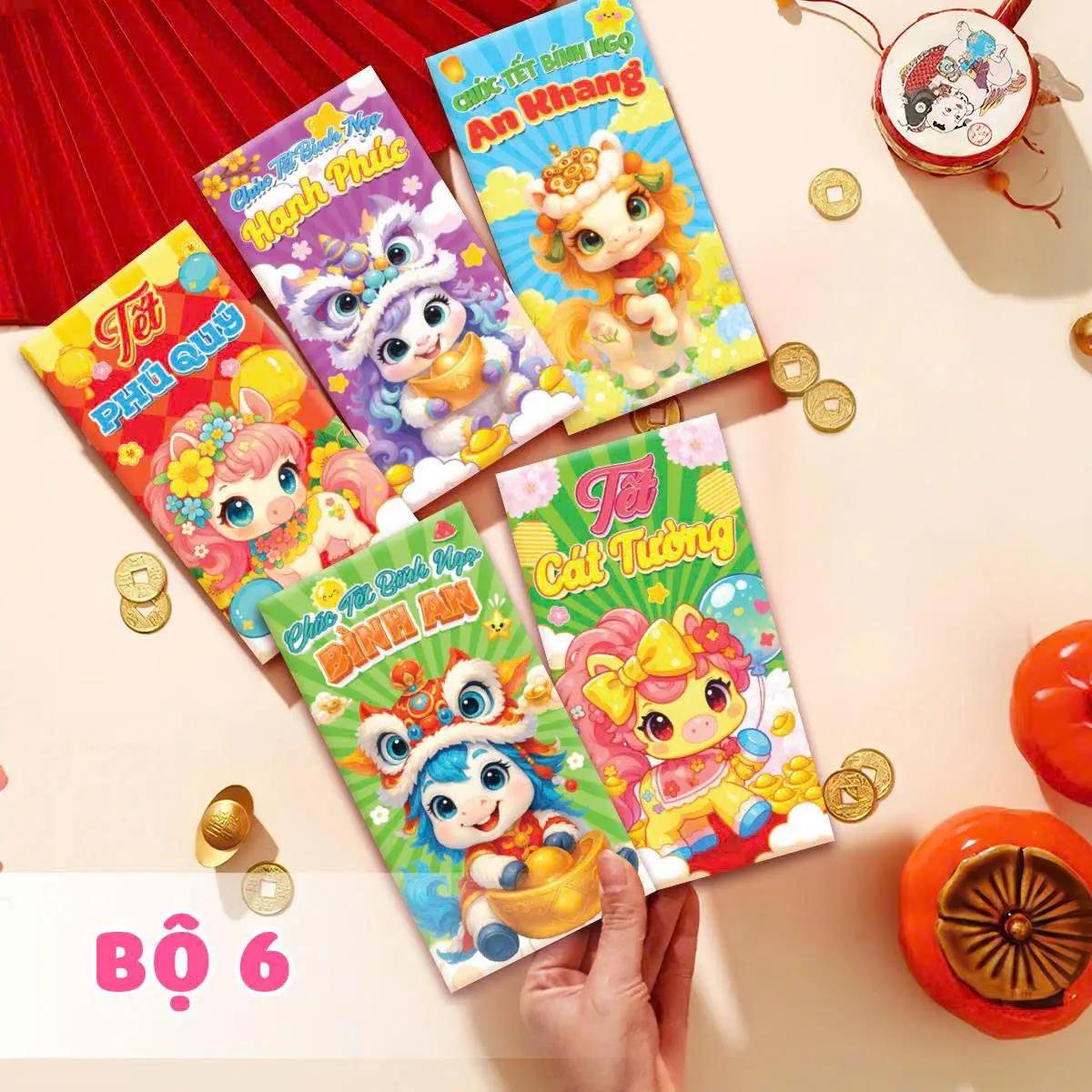 Bao lì ẋì xếp 2 ngăn, 6 ngăn, 10 ngăn độc đáo xuân Bính Ngọ Tết 2026 giấy đỏ cao cấp_thumbnail_11