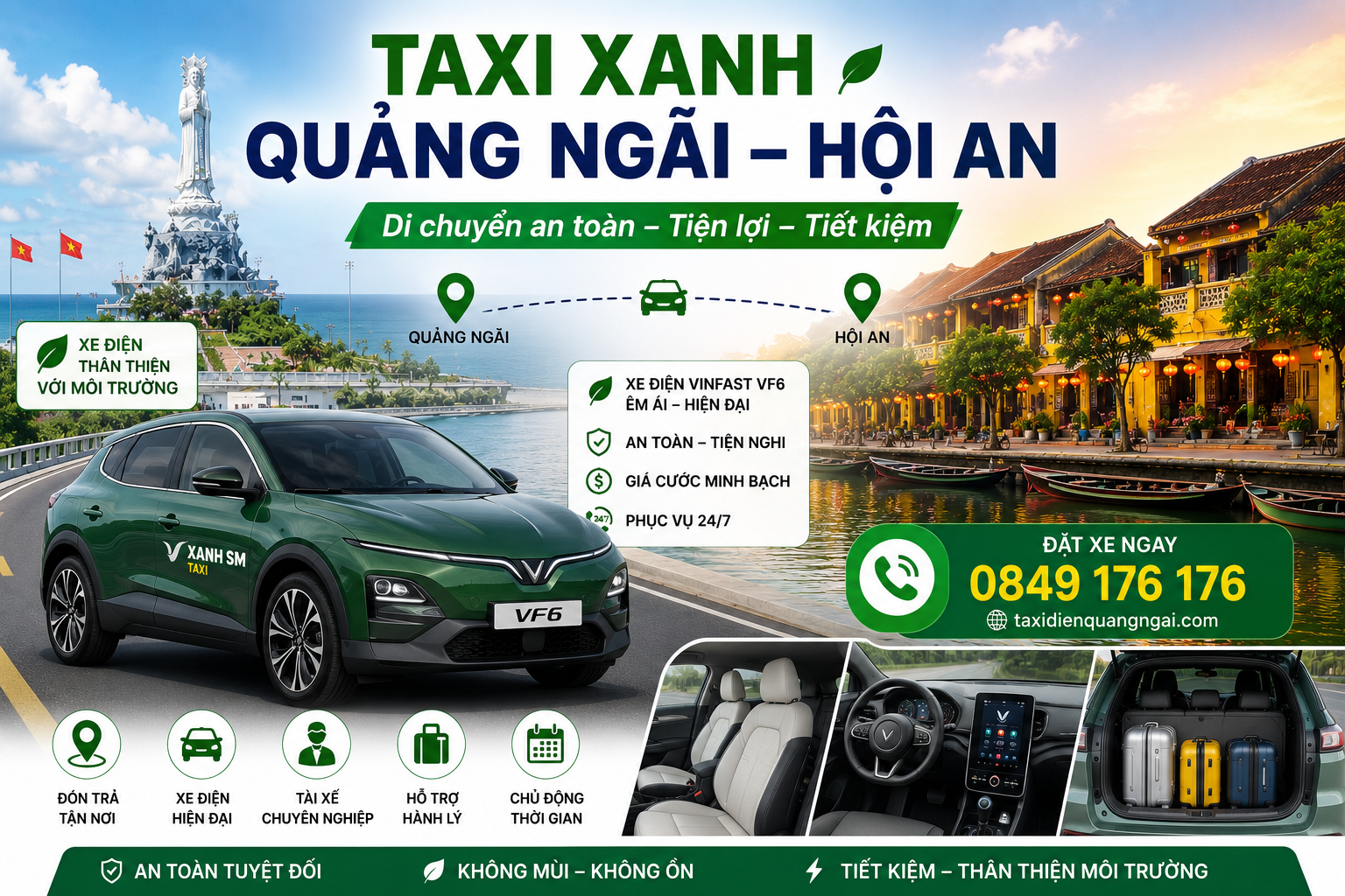 Taxi Xanh Quảng Ngãi - Hội An: Lựa Chọn Hoàn Hảo Cho Du Khách Muốn Di Chuyển Riêng, An Toàn Và Tiết Kiệm
