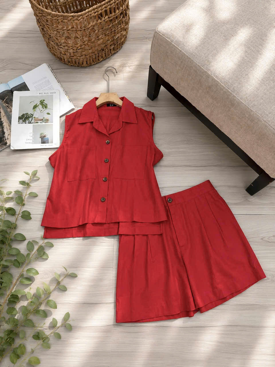 Bộ linen bột đùi áo sơ mi sát nách 2 túi lệch tà_thumbnail_10