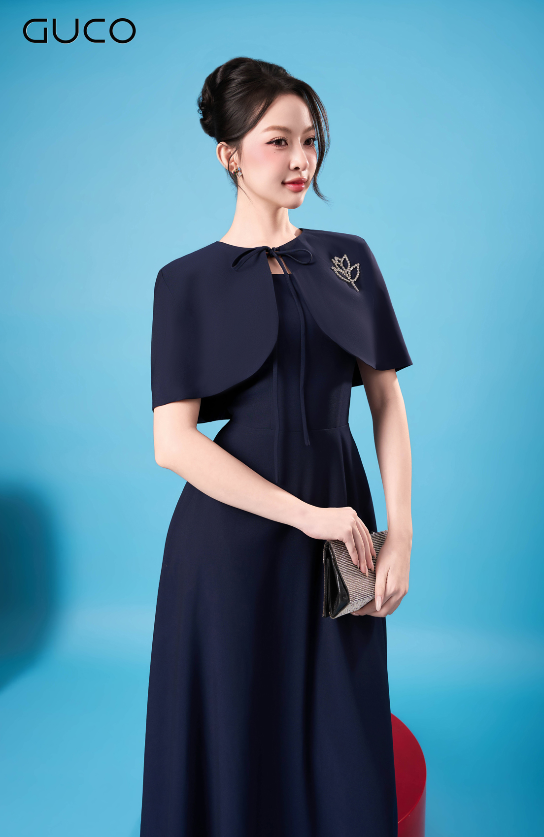 Đầm Xòe Navy Áo Choàng Đính Đá Sapphire - 5162_thumbnail_3