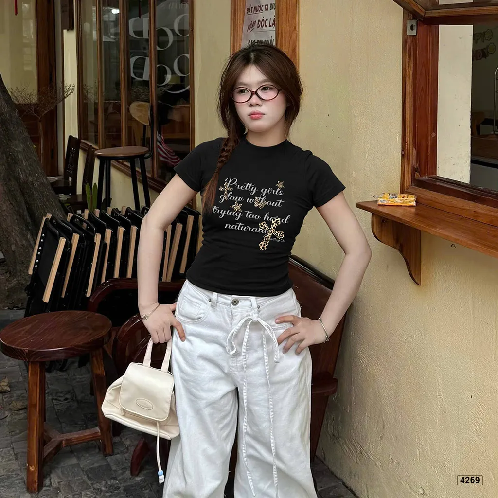 Áo baby tee nữ chữ phối beo Beezy 4269_thumbnail_4