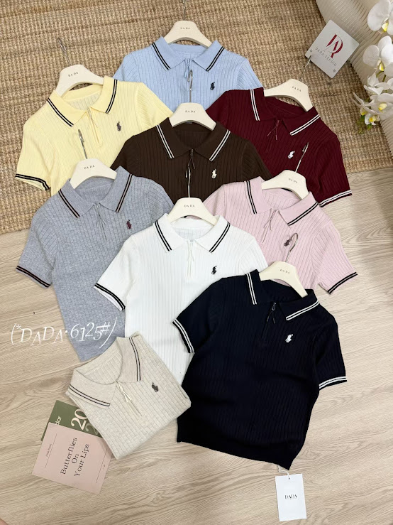 Lucas - Áo len polo cổ bẻ viền 2 sọc nhỏ gân dọc thêu logo_thumbnail_3