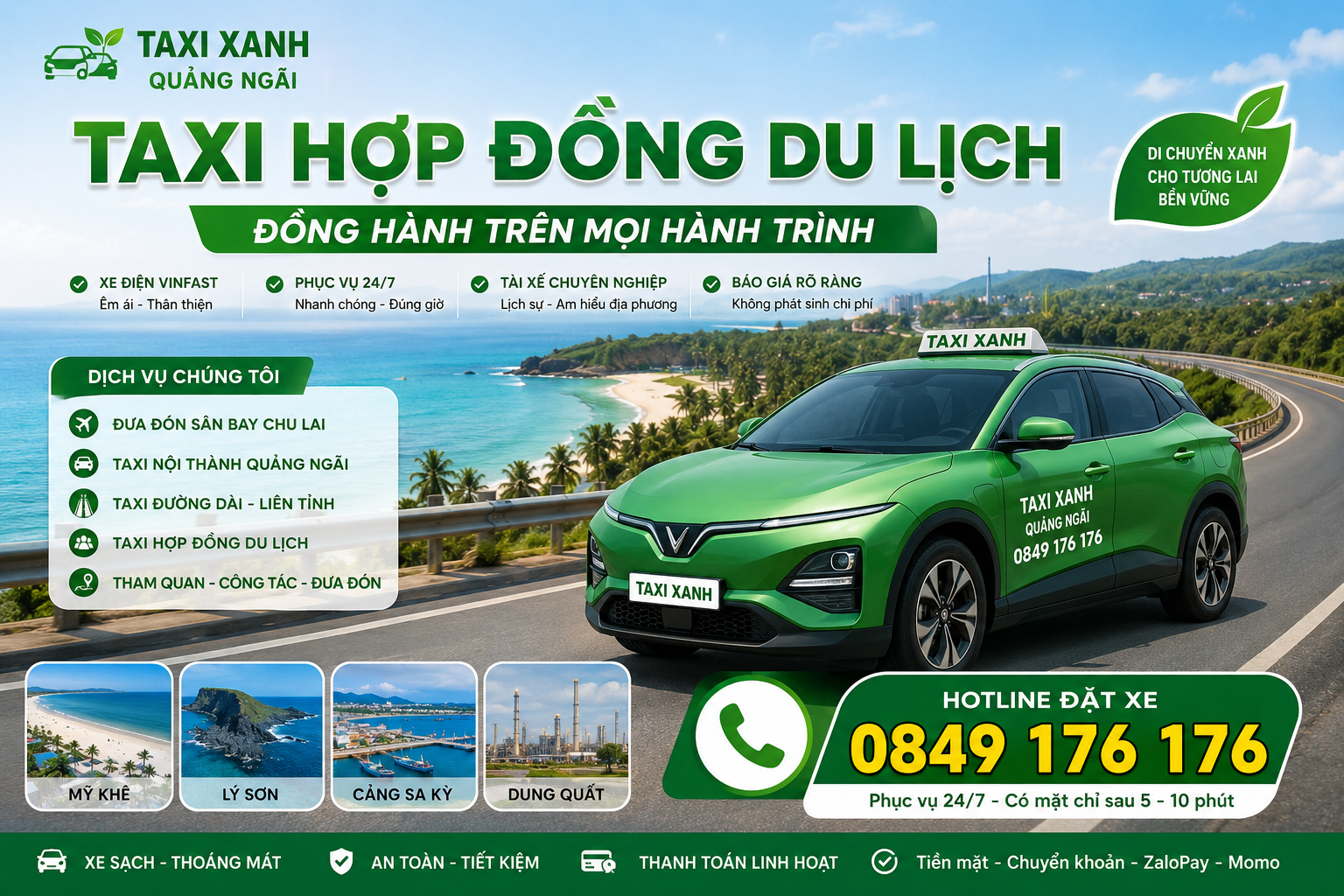 Taxi Xanh Quảng Ngãi Taxi Hợp Đồng Du Lịch: Giải Pháp Di Chuyển Tiện Lợi