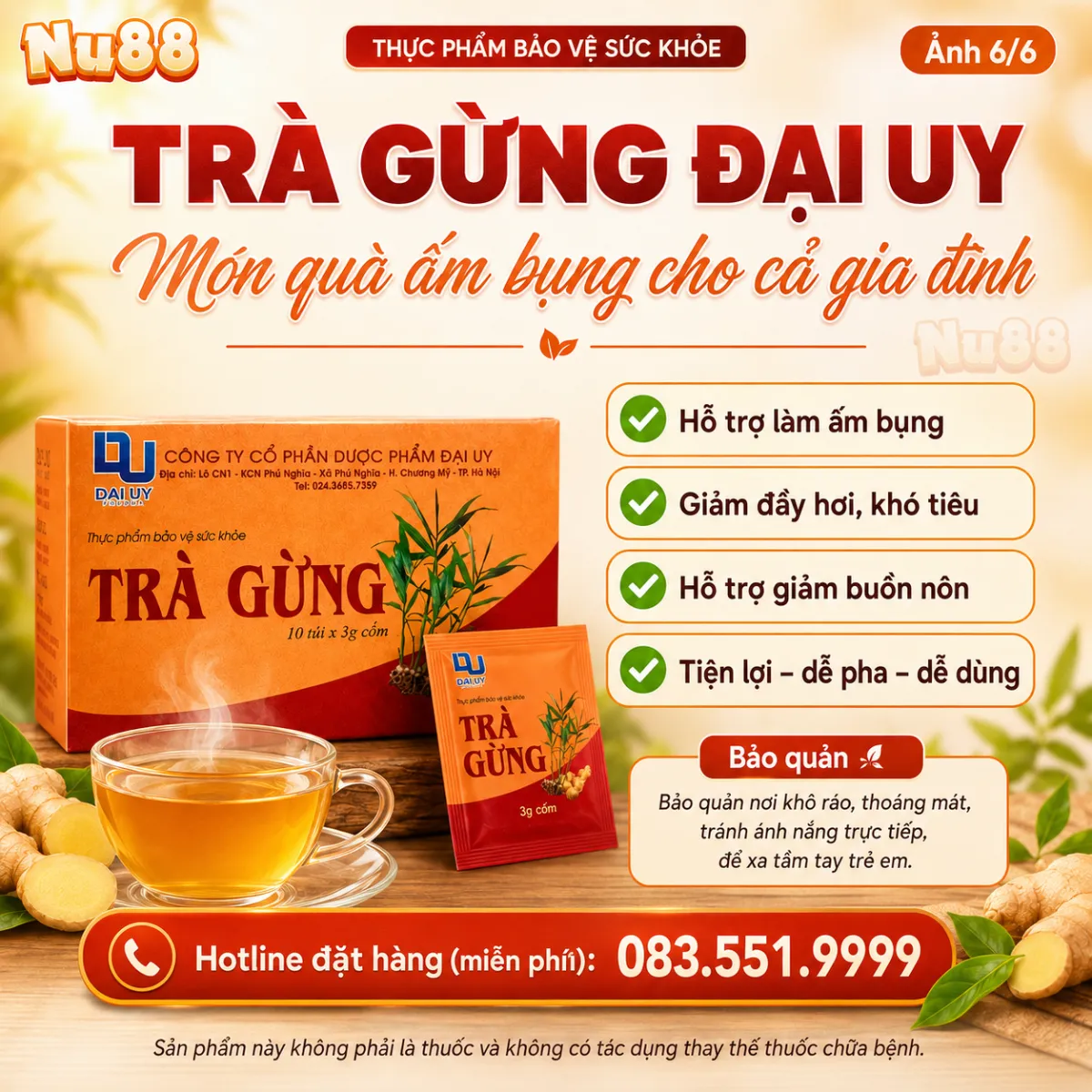 Trà Gừng Hỗ Trợ Tiêu Hóa Đại Uy