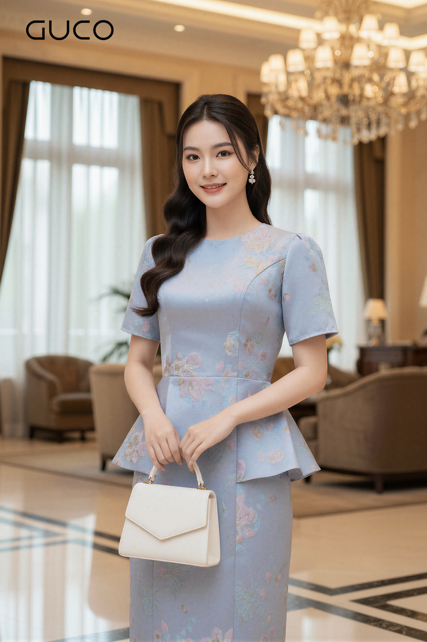 ĐẦM GẤM PEPLUM DỰ TIỆC CỔ TRÒN - XANH 5085_thumbnail_3