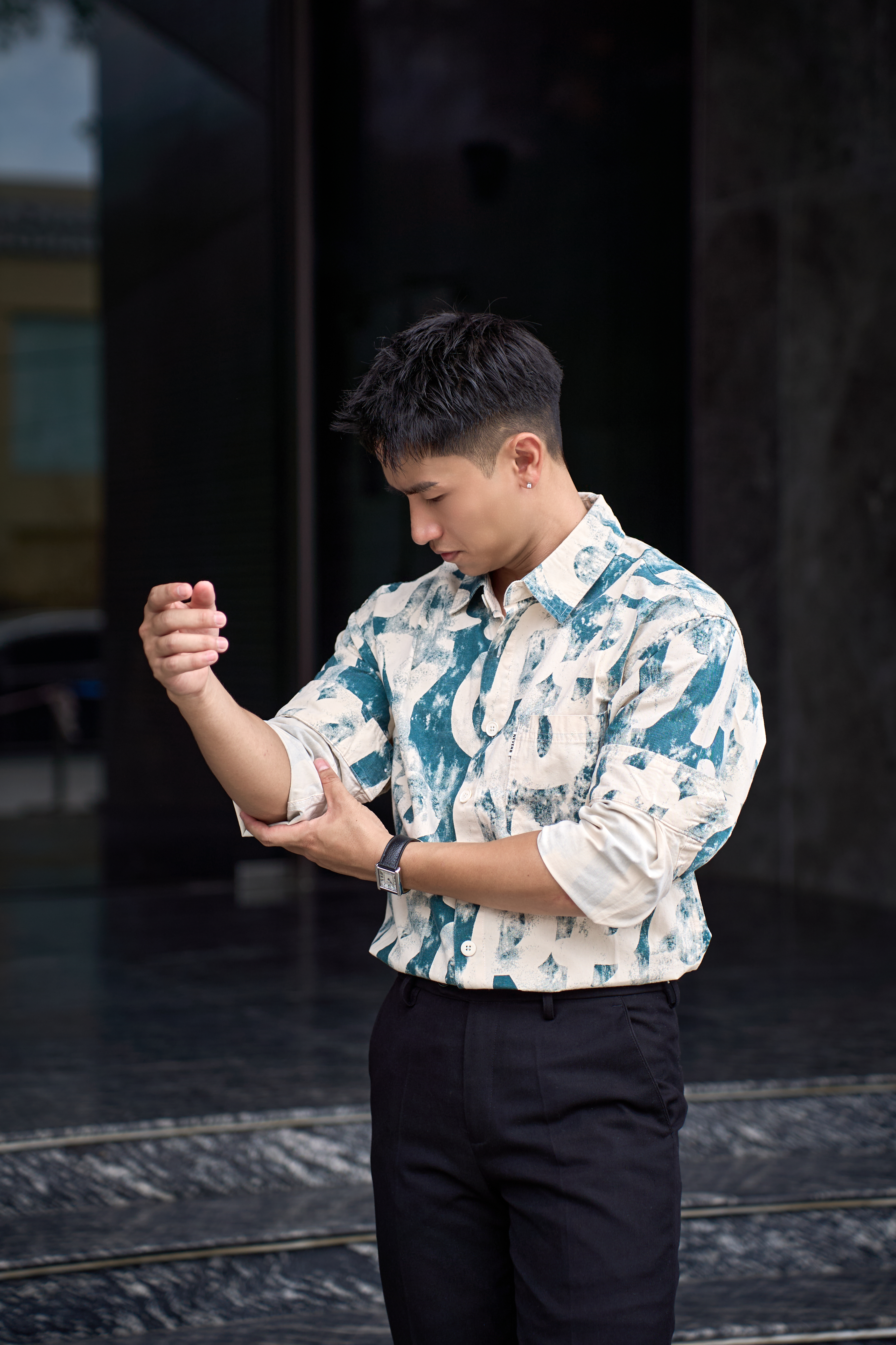 SA122 - Áo sơ mi dài tay họa tiết chữ phong cách Nhật Bản, chất cotton 100%, form rộng thoải mái_thumbnail_3
