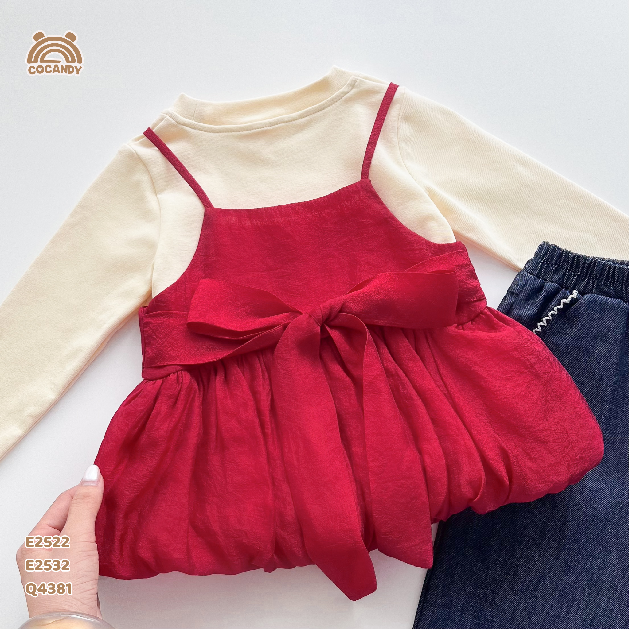 Set áo tơ 2 dây XANH form bí kèm scrunchies_thumbnail_2
