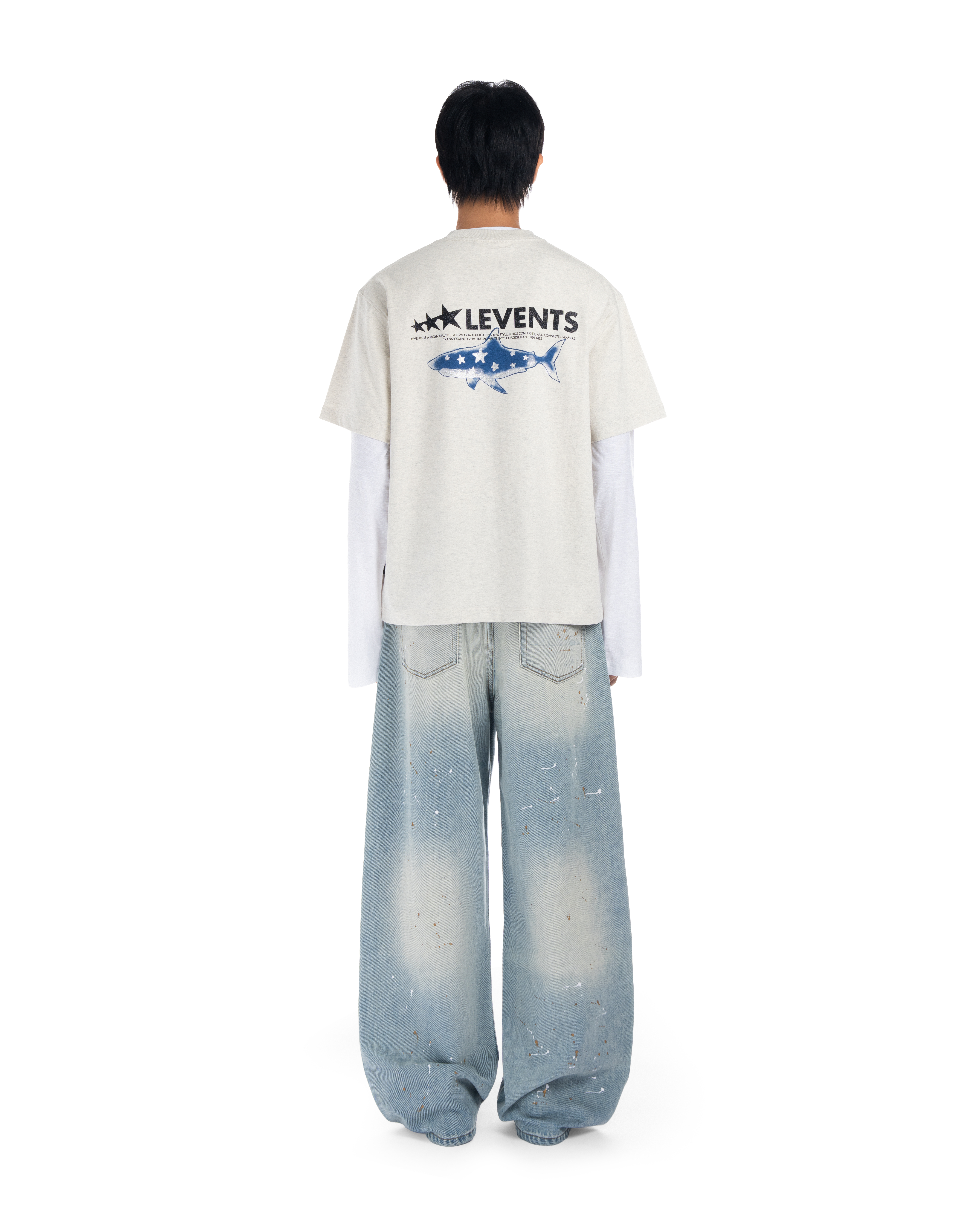 Levents® XL Logo Star Shark Semi-Oversized Tee/ Grey_thumbnail_4